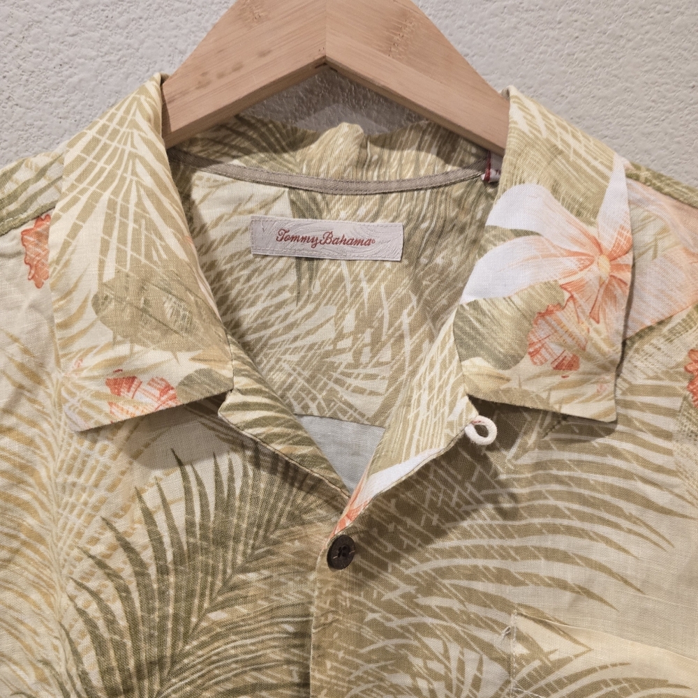 Tommy Bahama Hawaiian Shirt 100% Linen Men's XL